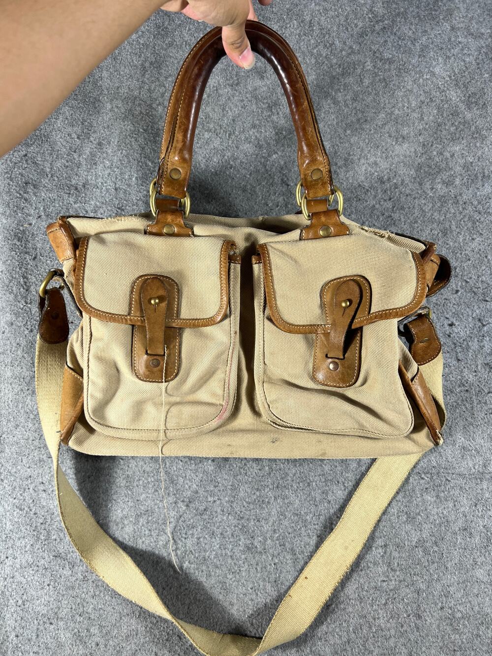 Vintage 80s Marley Hodgson Ghurka No 5 Briefcase Bag Brown Twill Leather Trim